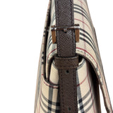 Burberry Vintage Leather Trim House Check Crossbody Flap Bag