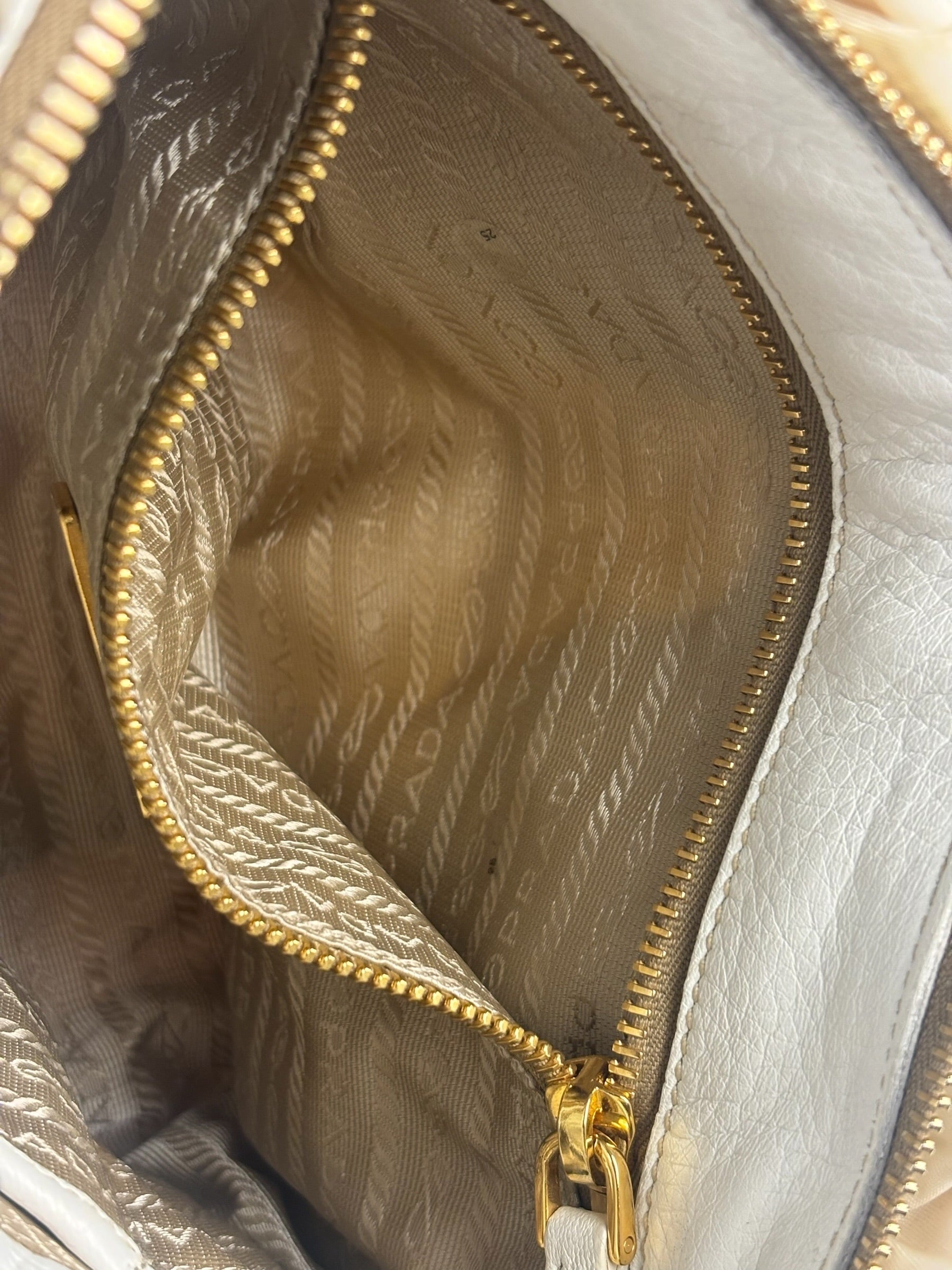 Prada Y2K Ivory Gaufre Nylon Woven Leather 2Way Mini Handbag