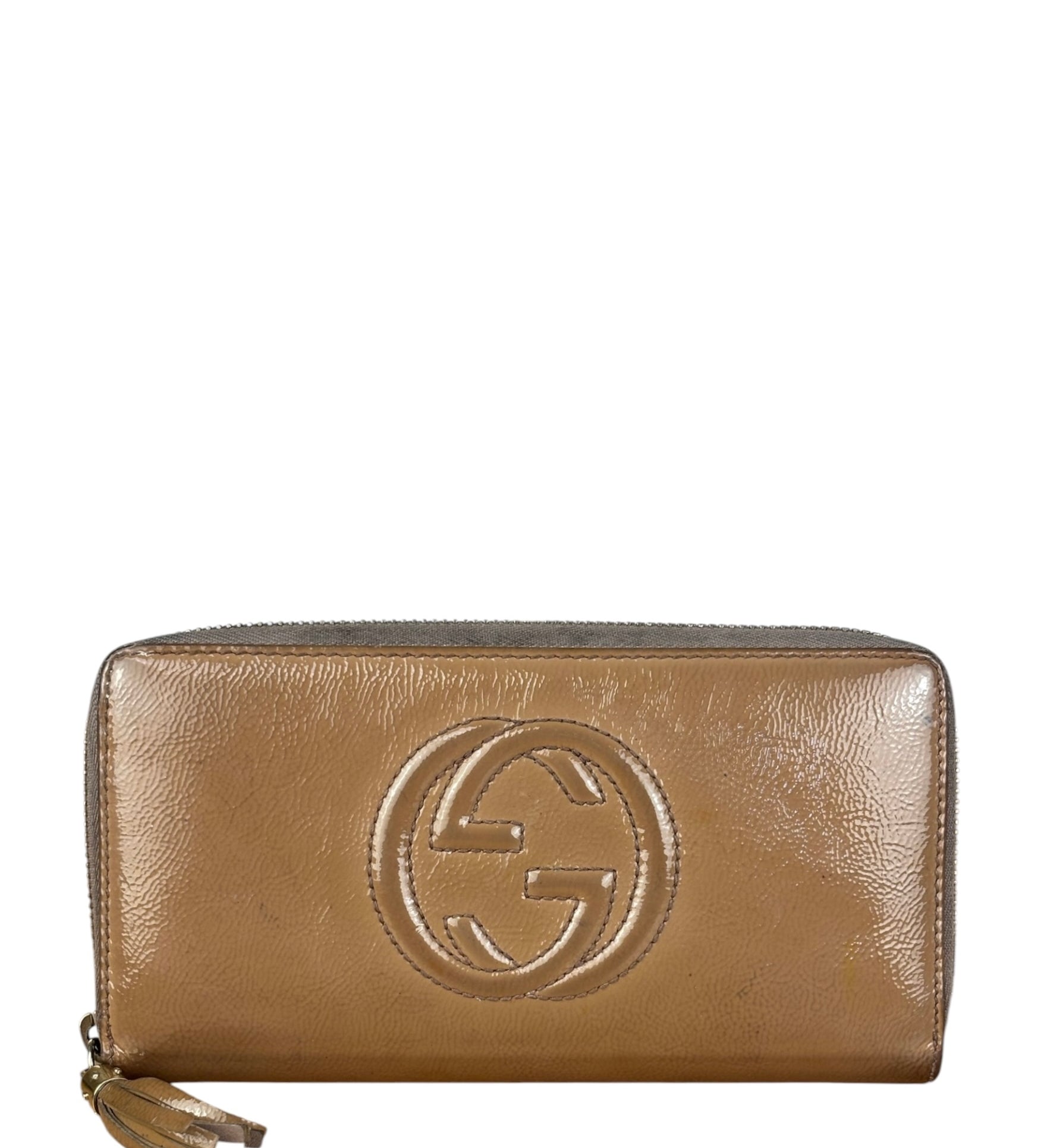 Gucci Interlocking GG Patent Zip Wallet