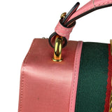 Gucci Sylvie Pink Mini Satin Embellished 2Way Handbag