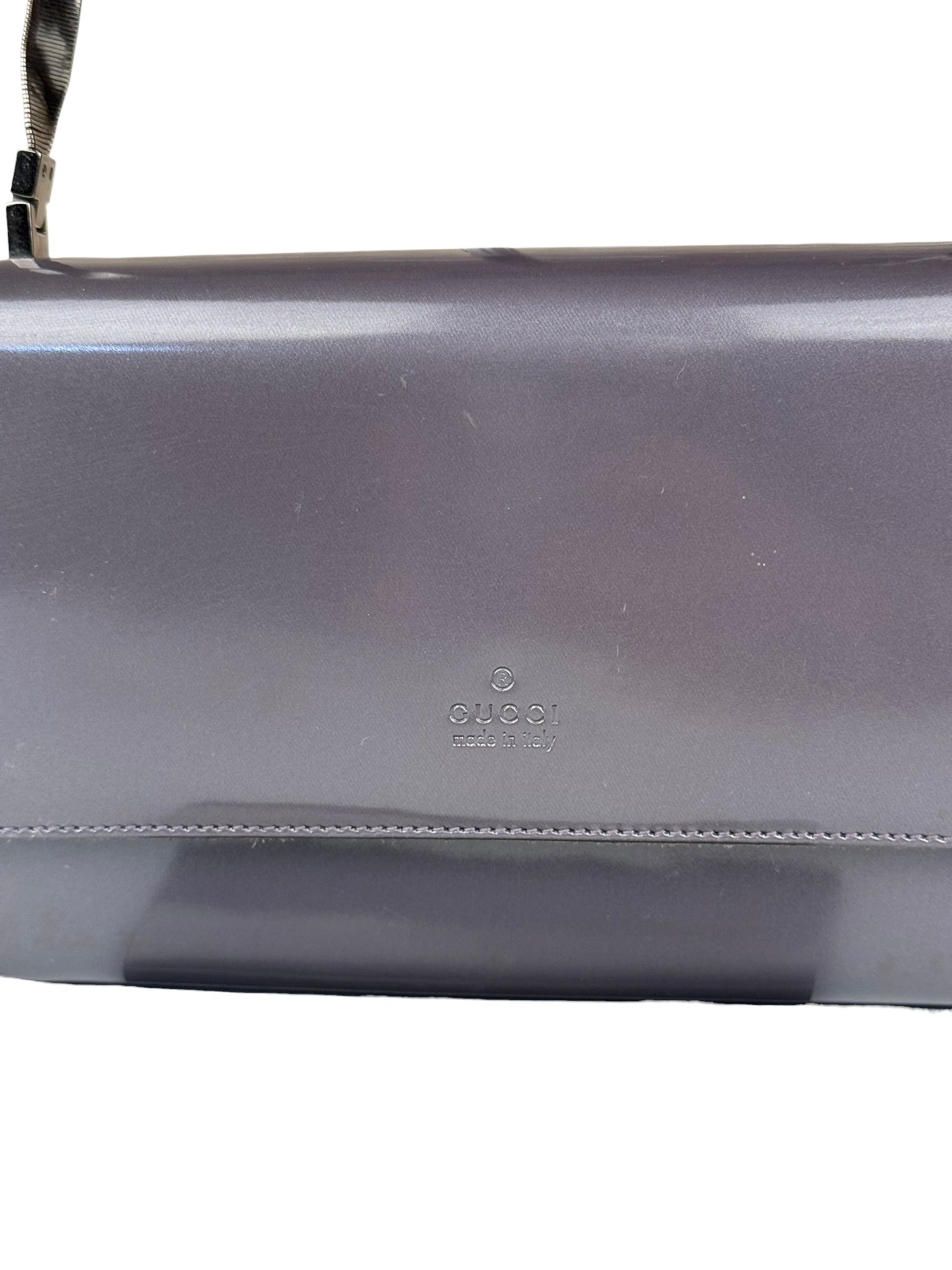 Gucci Grey Patent Leather Flap Mini Shoulder Bag