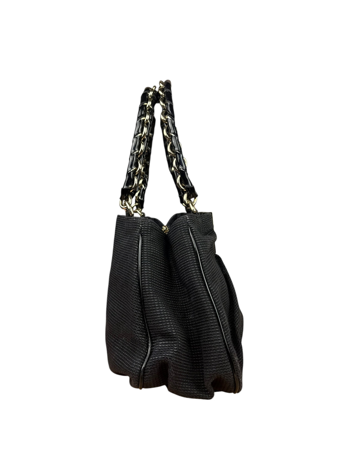 Fendi Bicolor Patent Leather Trim Mia Shoulder Bag