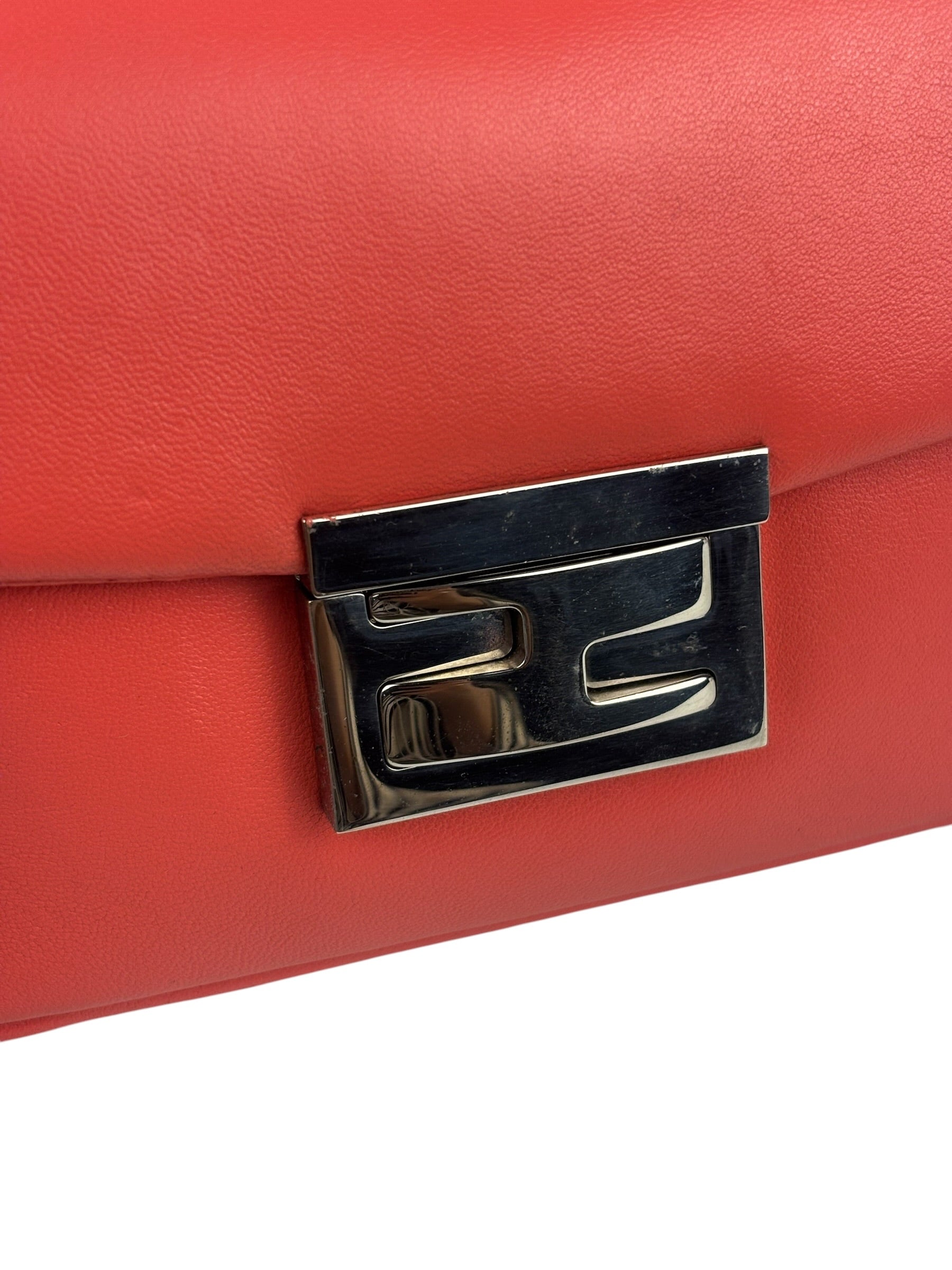 Fendi Coral Pink Leather Mini Baguette