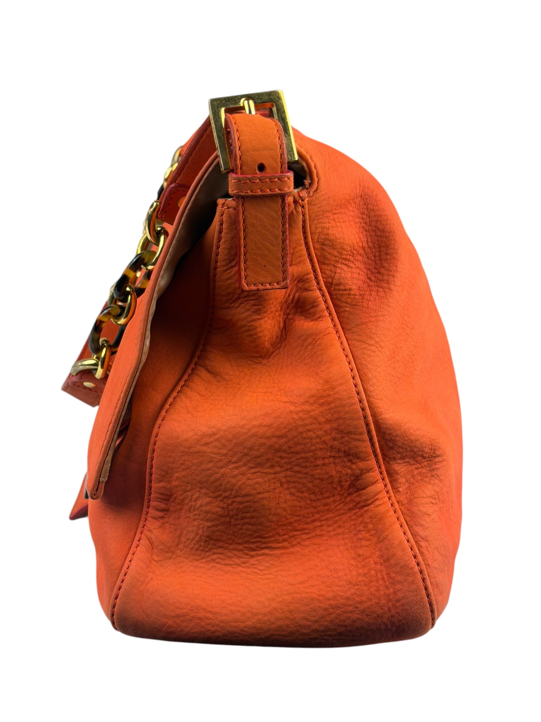 Fendi Vintage Peachy Suede/Leather Forever Flap Mamma Baguette