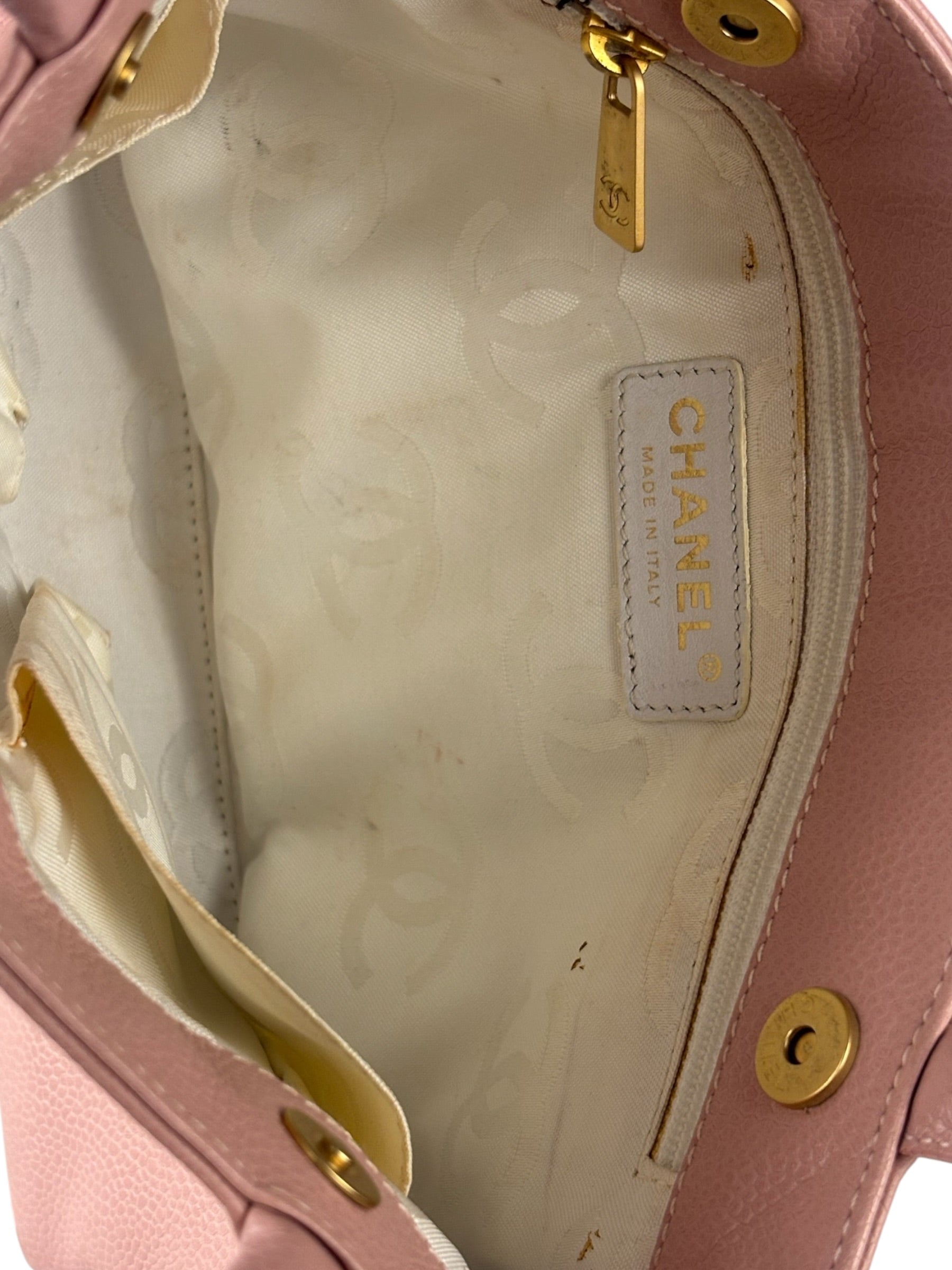 Chanel CC Pink Caviar Leather Mini Tote Bag 2004
