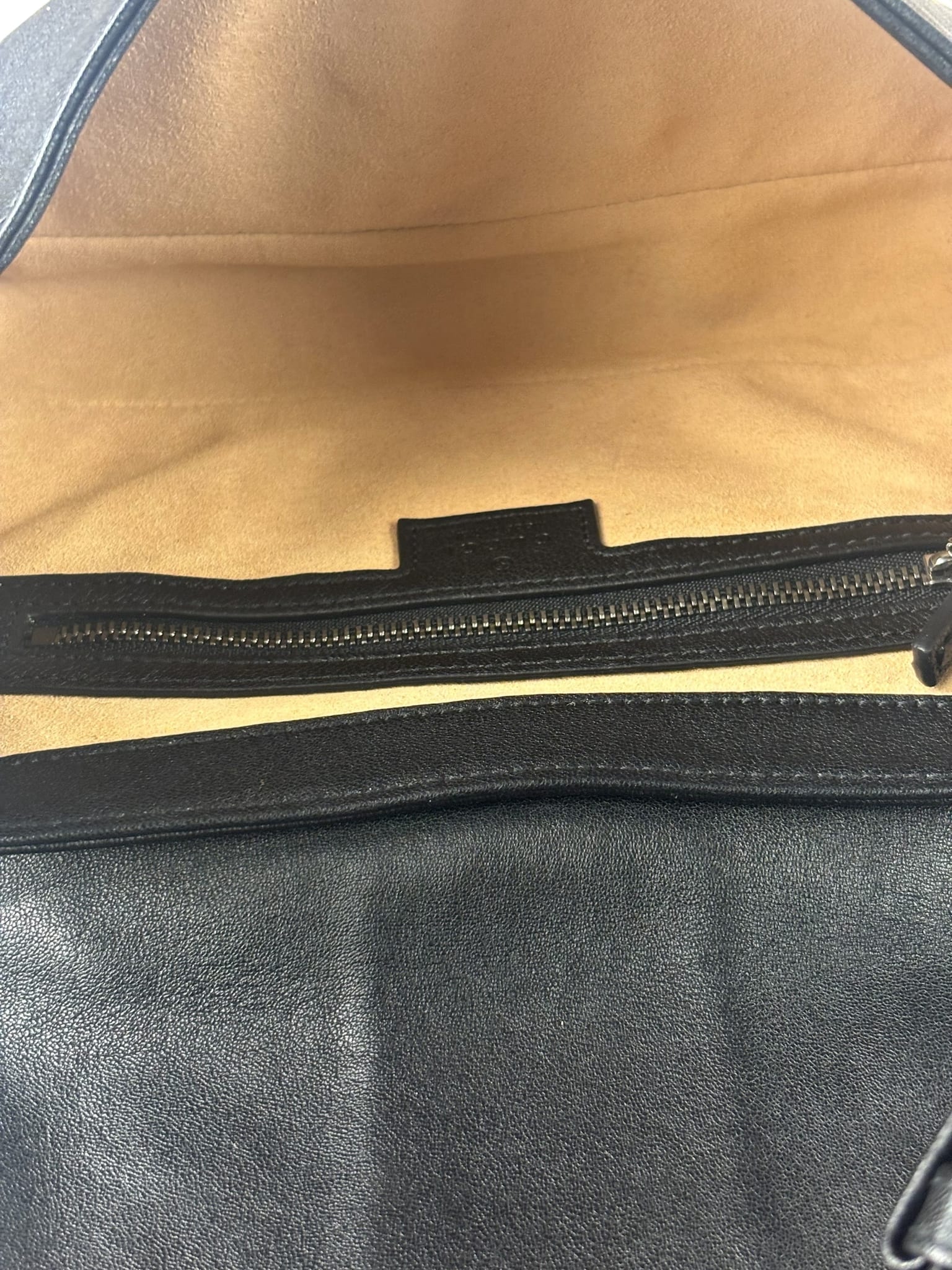 Gucci Black Leather Aphrodite GG Emblem Flap Bag
