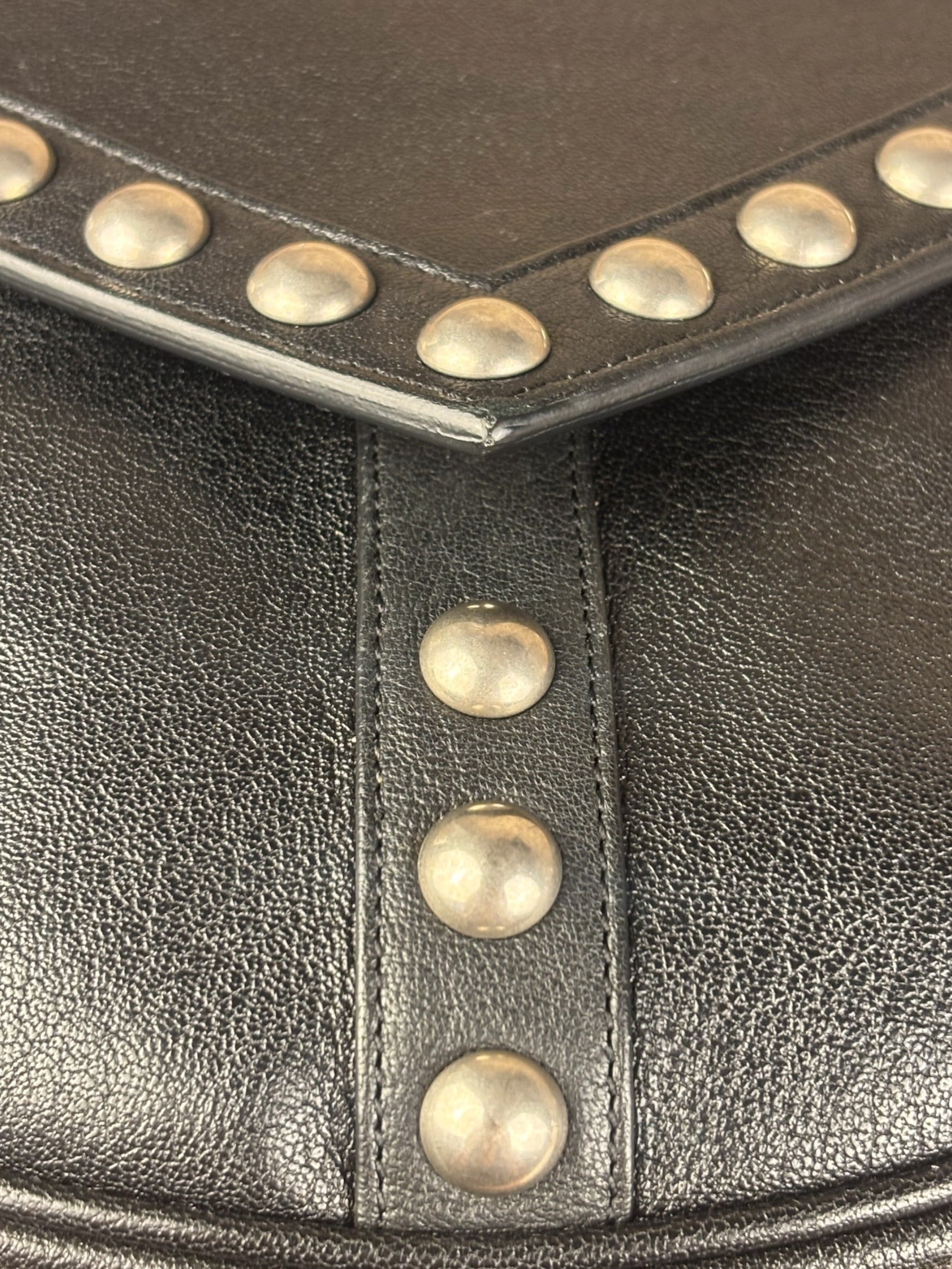 Saint Laurent Black Leather Y Studded Flap Crossbody