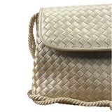 Bottega Veneta Vintage Cream Satin Intrecciato Mini Shoulder Bag