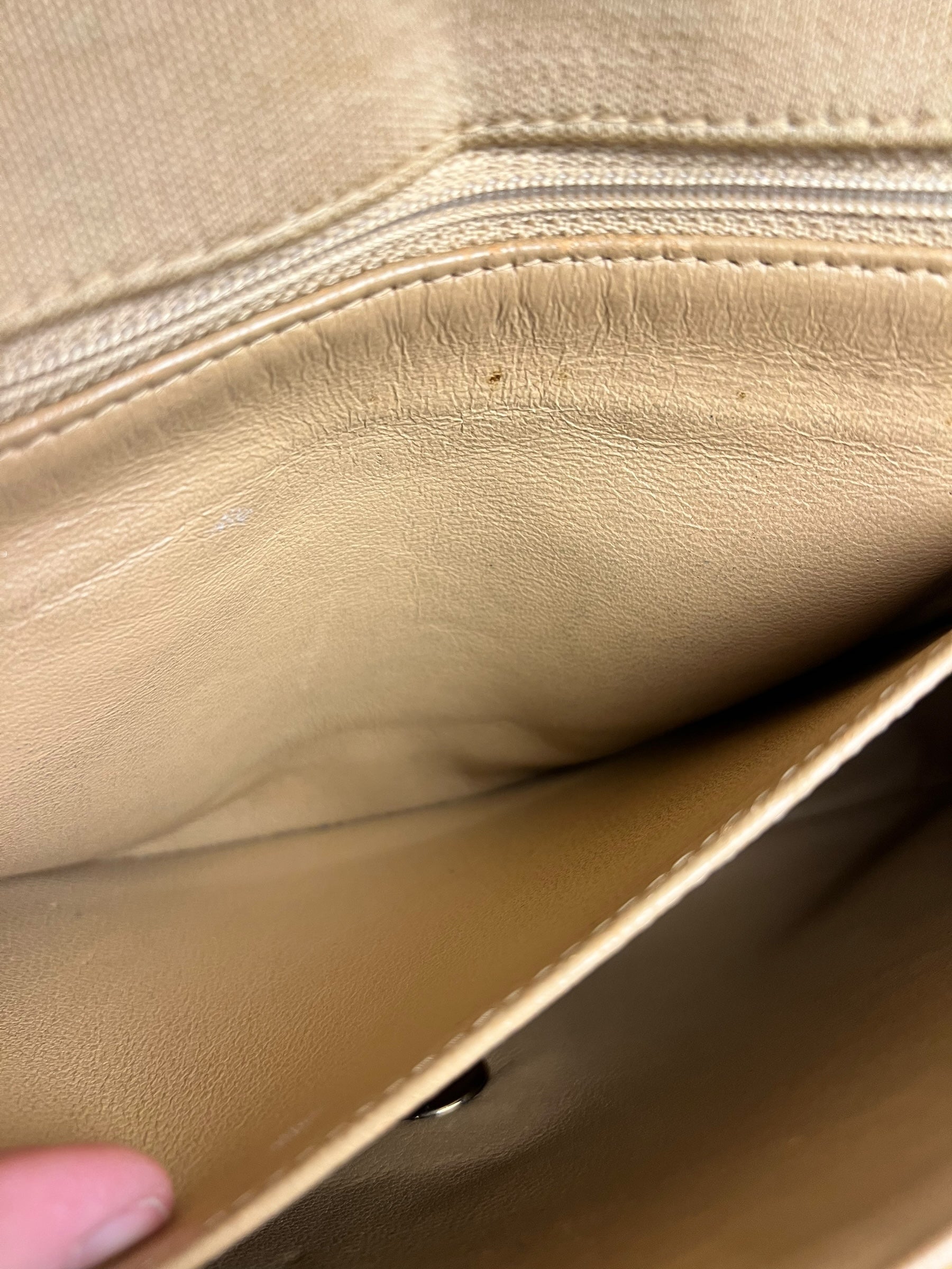 Chanel Vintage Beige Jersey Quilted Classic Flap Bag