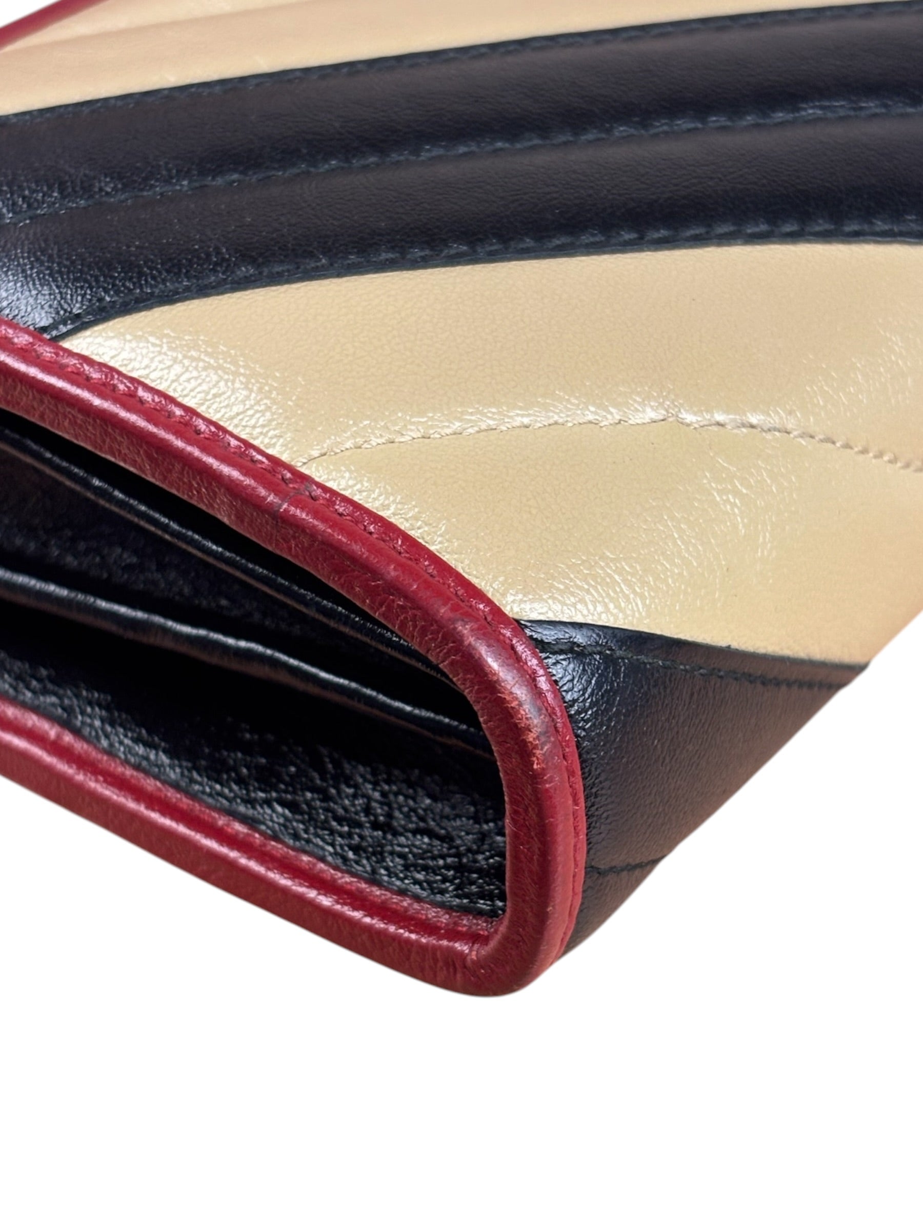 Gucci Stripped Multicolor Marmont Wallet on Chain