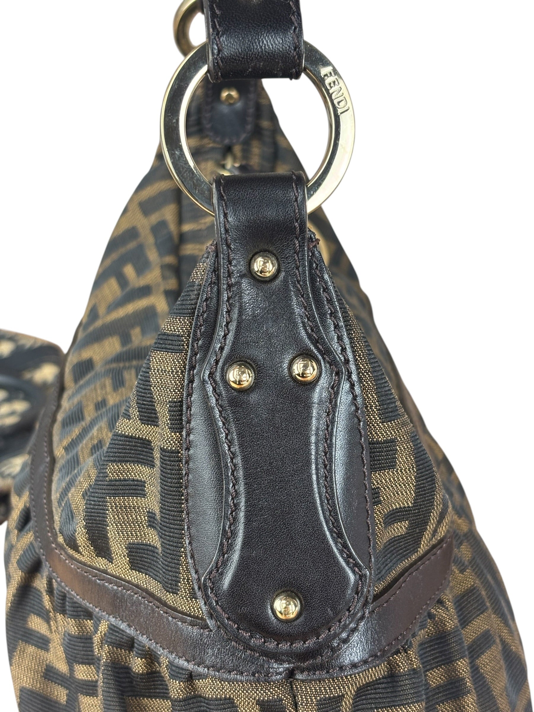 Fendi Vintage Dark Brown Zucca Chef Hobo Bag