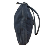 Fendi Vintage Navy Blue Leather Trim Mamma Baguette