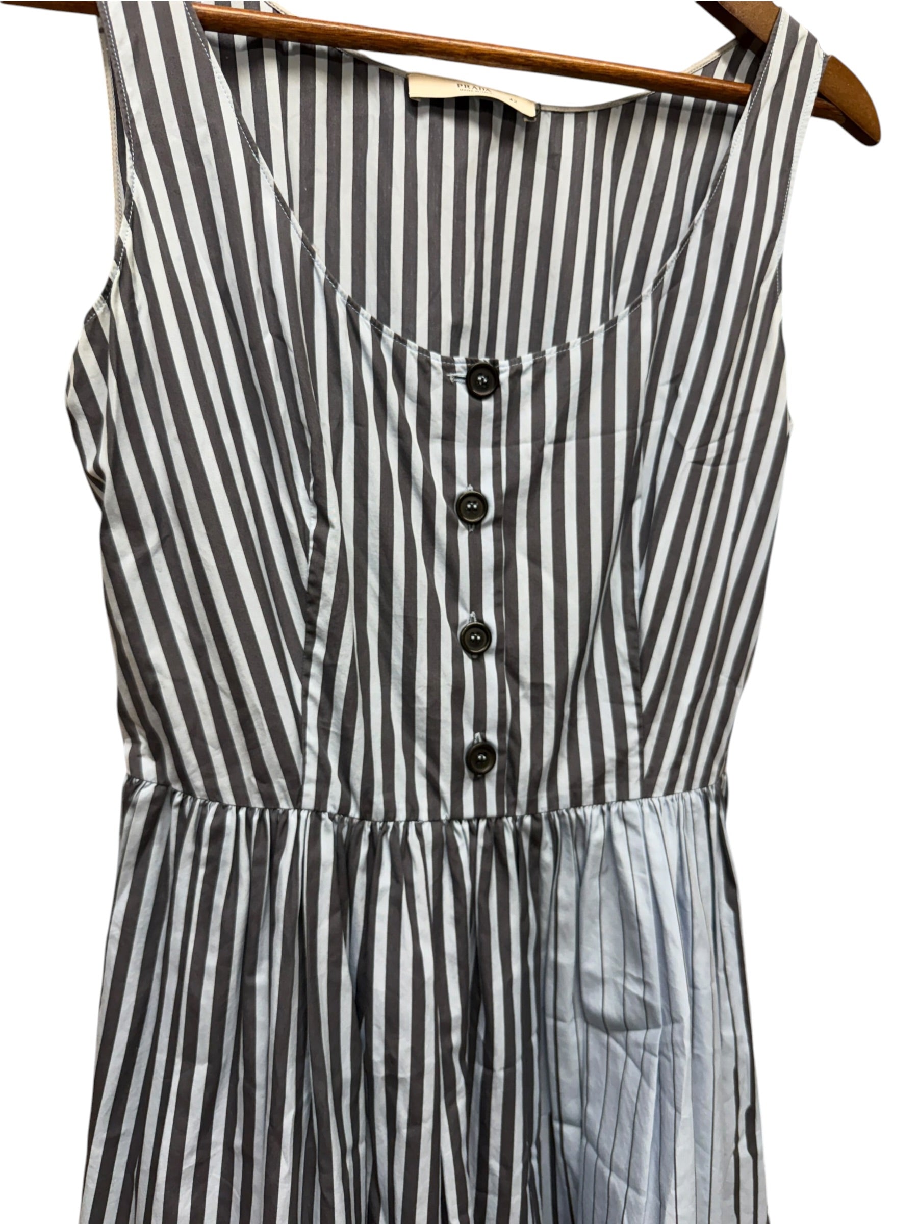 Prada Blue Sleeveless Striped Dress