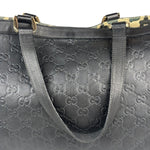 Gucci Black Leather GG Supreme D-Ring Abbey Tote