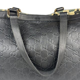 Gucci Black Leather GG Supreme D-Ring Abbey Tote