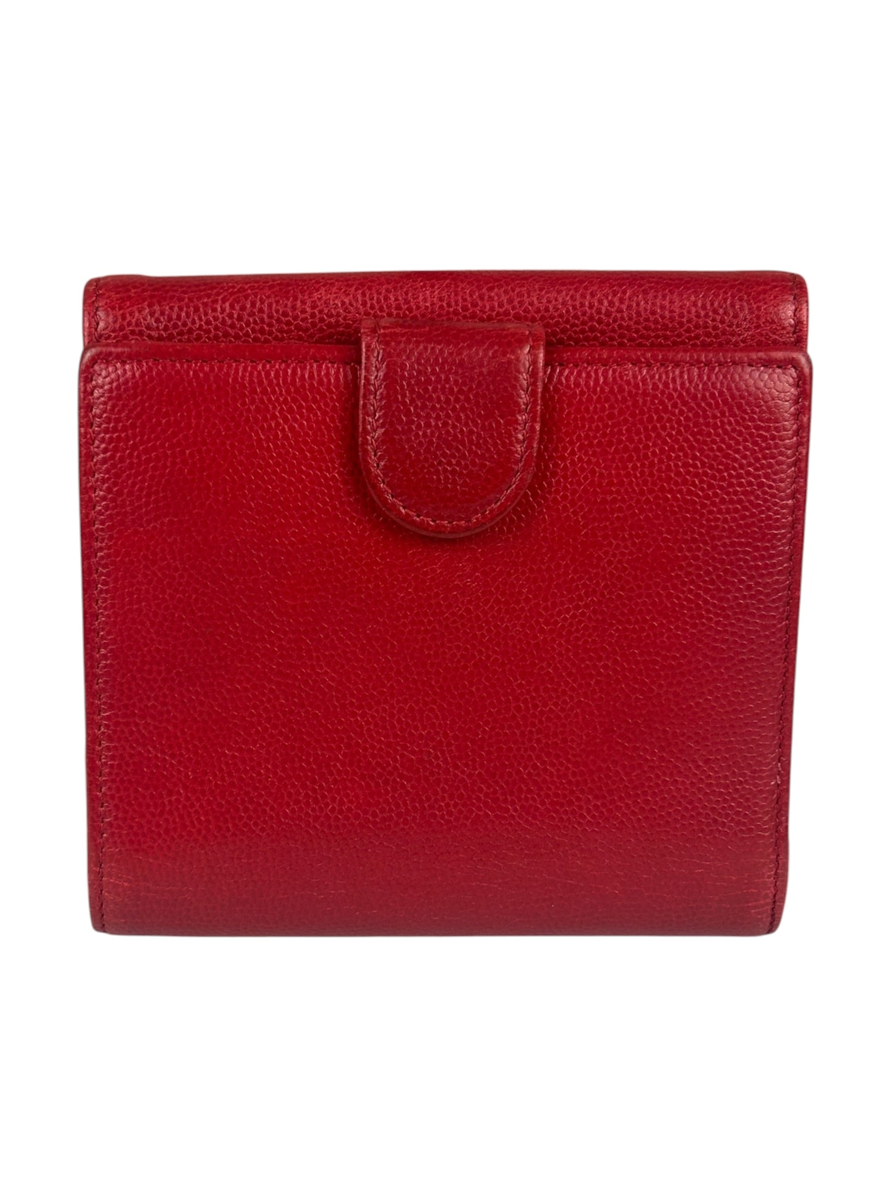 Chanel Vintage Red Caviar Compact Wallet 2010