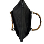 Gucci Black Nylon/Leather Trim Bamboo Top Handle Tote
