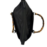 Gucci Black Nylon/Leather Trim Bamboo Top Handle Tote