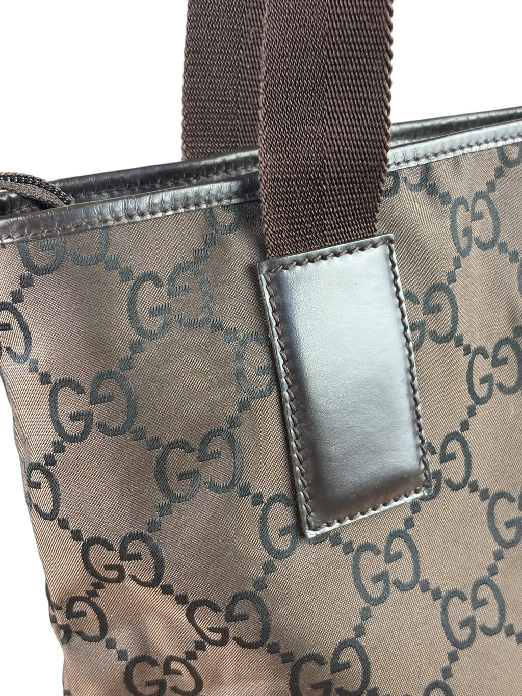 Gucci GG Nylon Tote Bag Brown Monogram Canvas