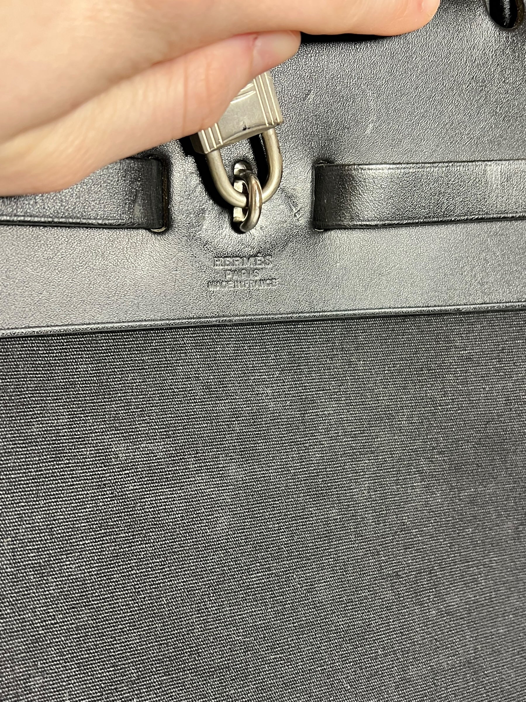 Hermes Black Toile Herbag 39 Handbag