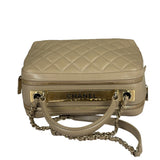 Chanel Beige Quilted Lambskin CC Trendy Bowling Bag 2017