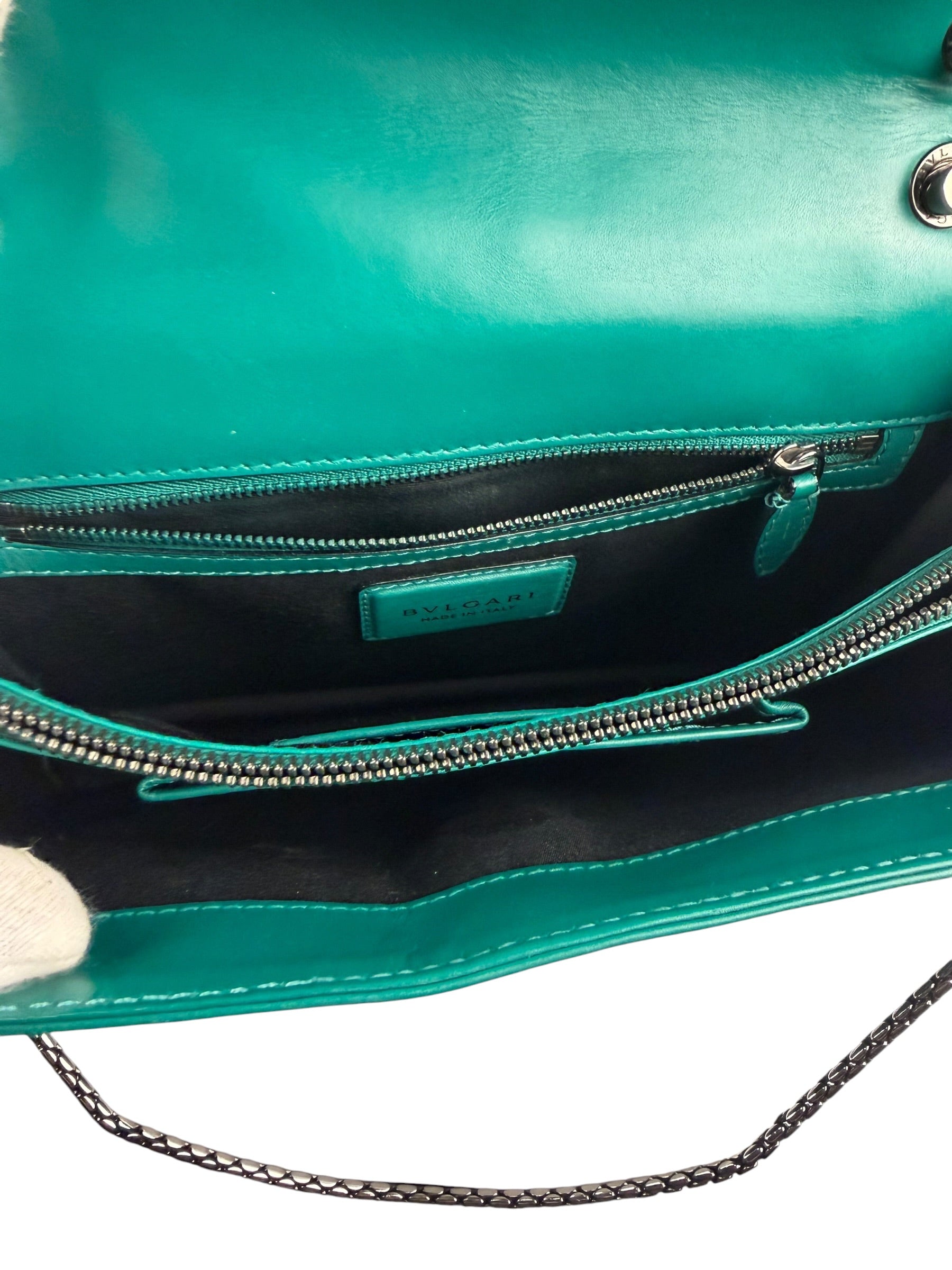 Bvlgari Green Leather Serpenti Forever Shoulder Bag