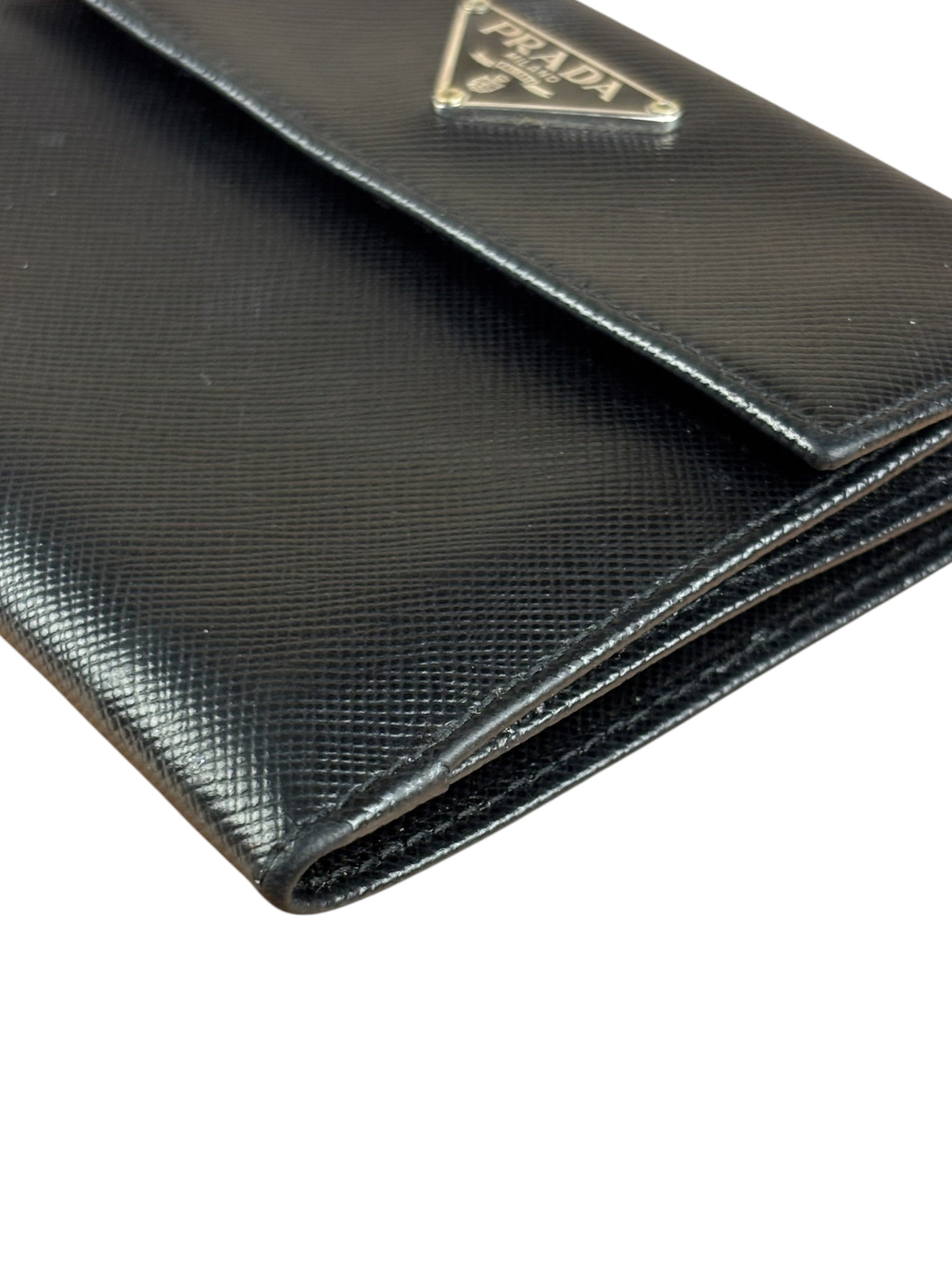 Prada Black Saffiano Leather Compact Wallet