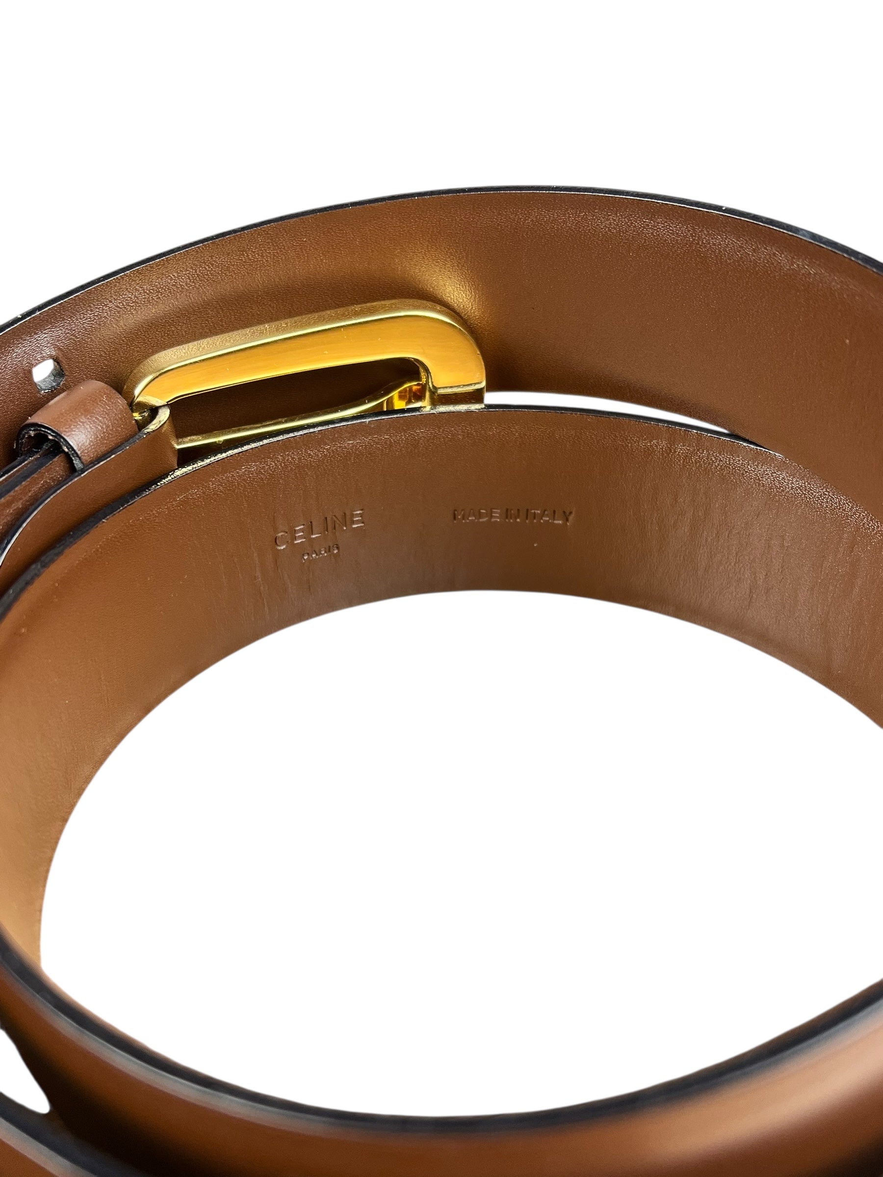 Celine Brown Leather Gold Buckle Belt