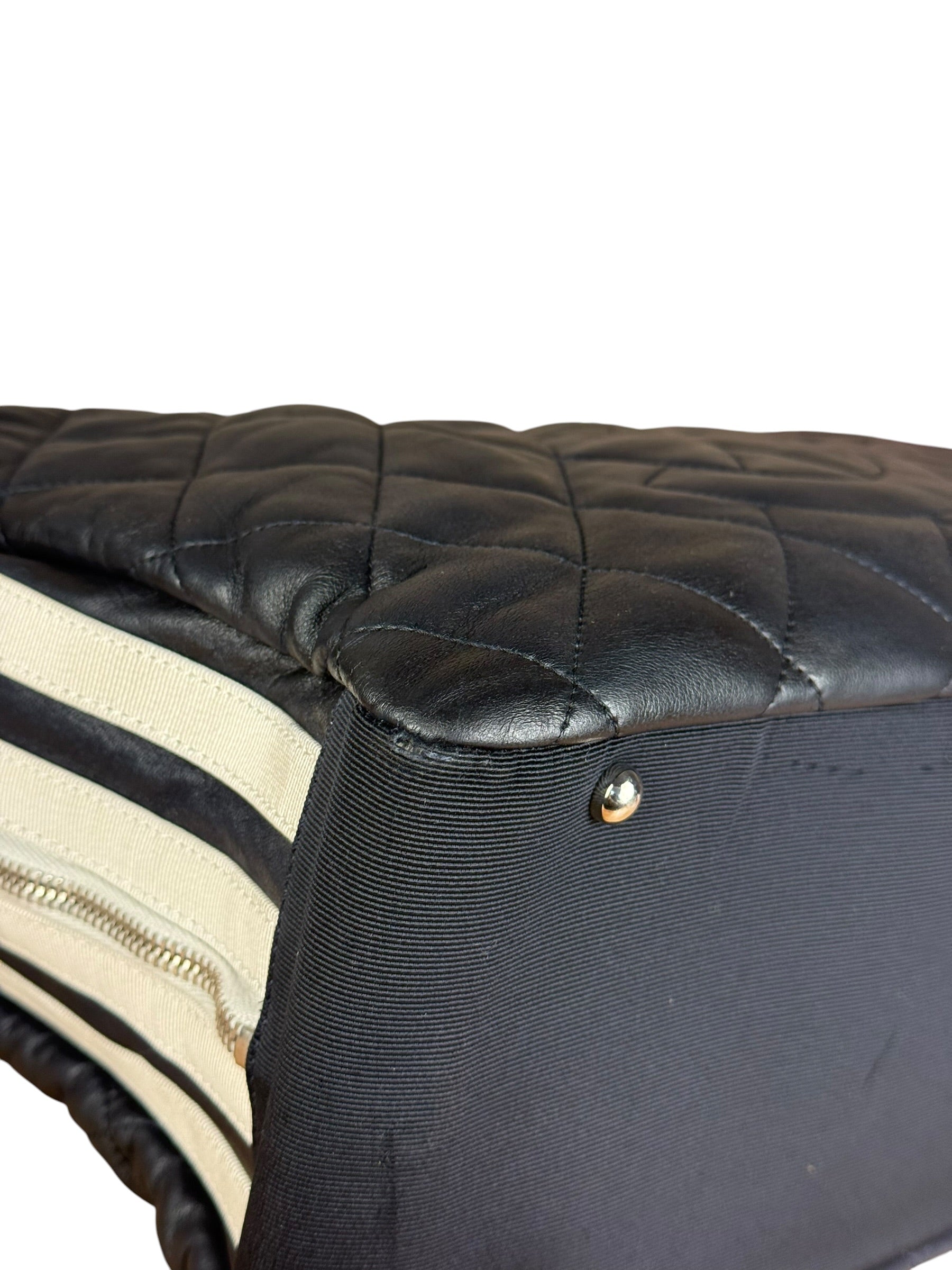 Chanel Navy Quilted Leather Lido Chain Shoulder Tote 2009