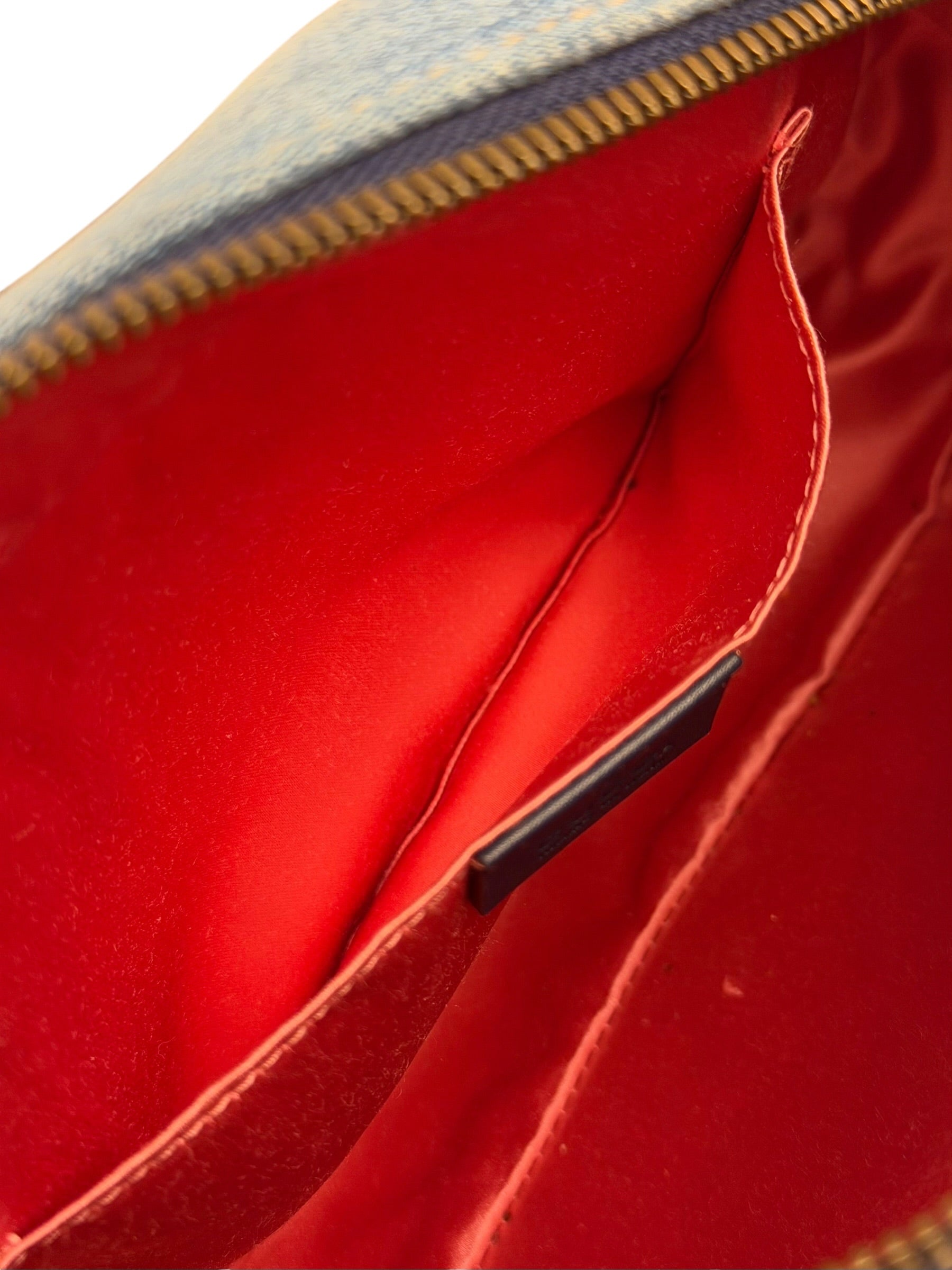 Gucci Blue Denim GG Marmont Pearl Camera Bag