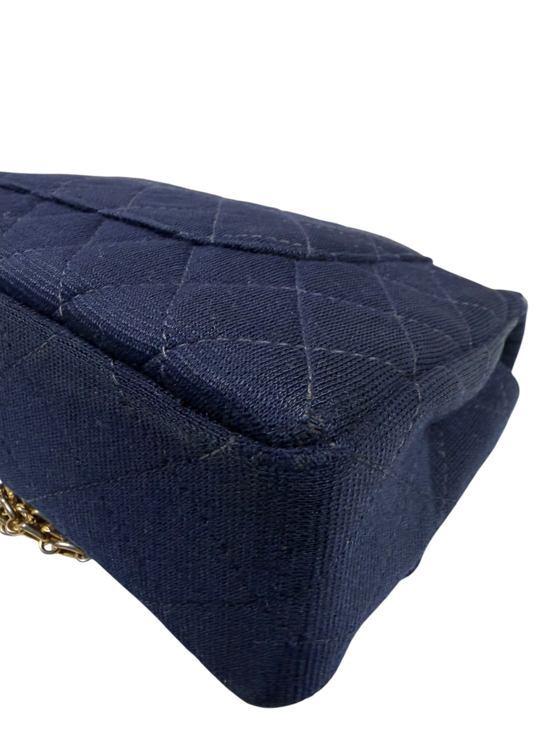 Chanel Navy Quilted Denim Double Flap Bag
