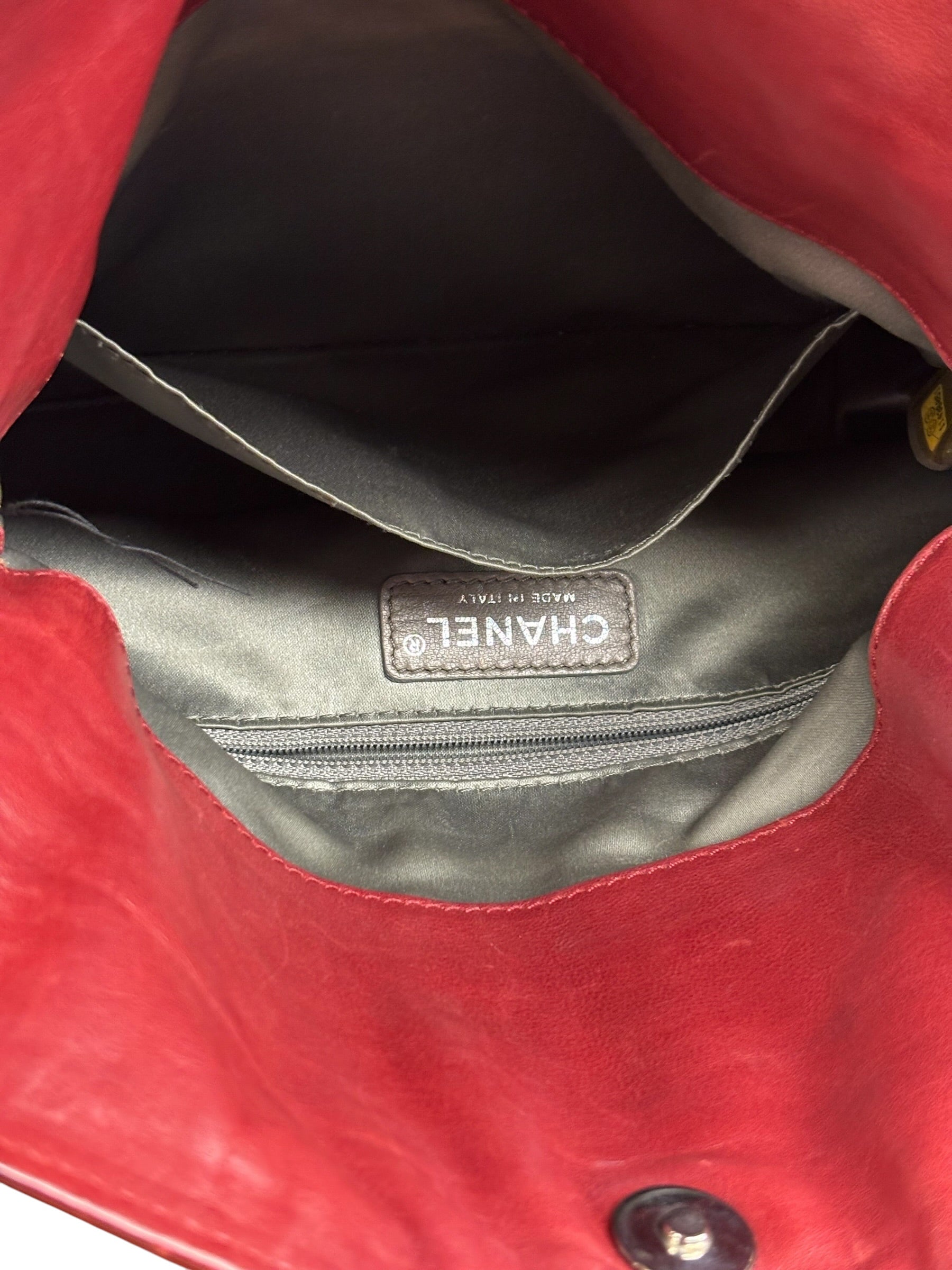 Chanel Red Quilted Leather Chain Shoulder Bag 2007