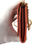 Prada Coral-Red Saffiano Leather Wallet On Chain