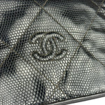 Chanel Vintage Black Lizard Leather Chain Flap Bag 1987