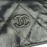 Chanel Vintage Black Lizard Leather Chain Flap Bag 1987