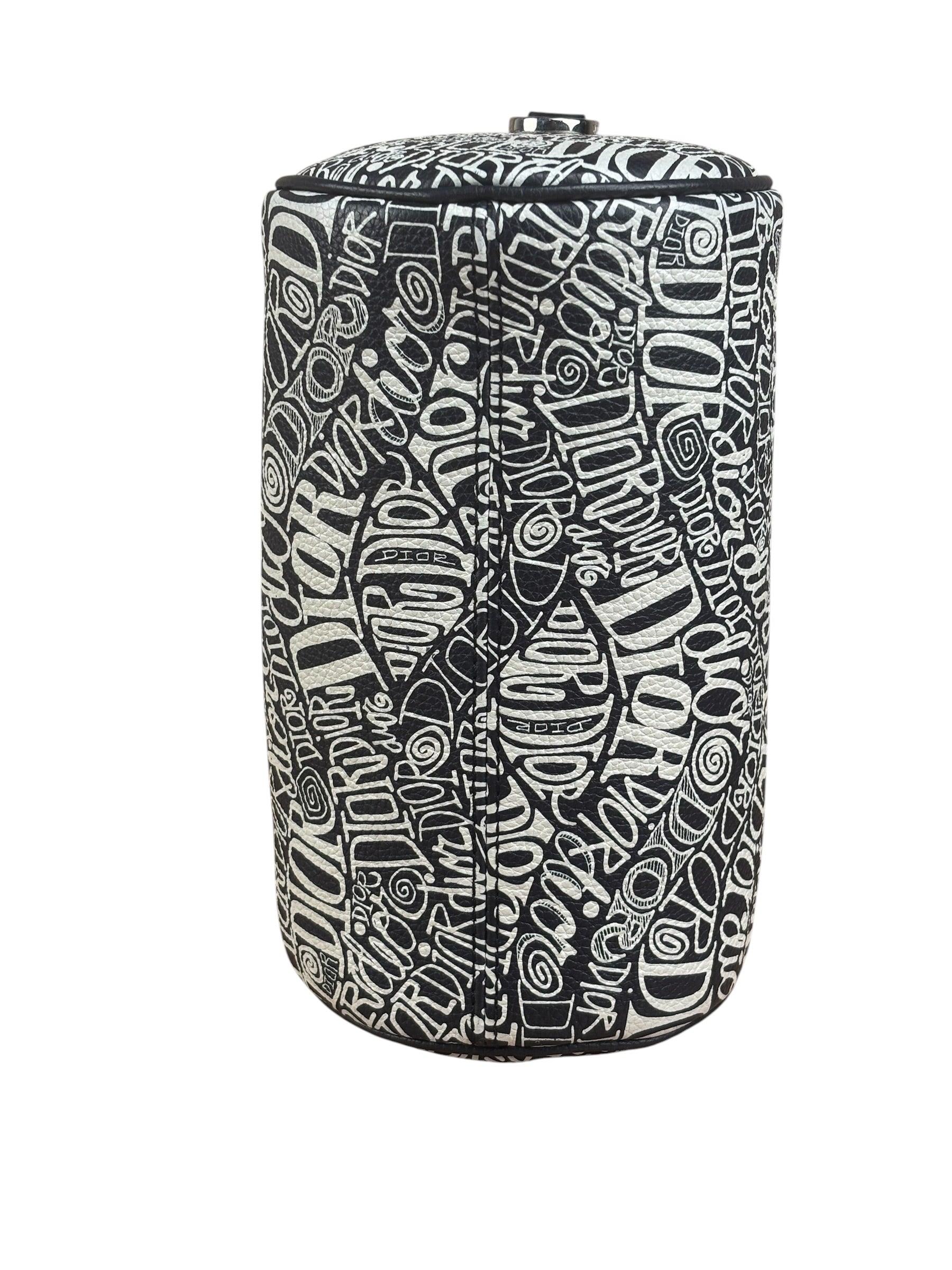 Dior Black/White Shawn Stussy Curvy Script Roller Bag
