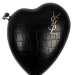 Yves Saint Laurent Black Crocodile-Embossed Love Box Clutch