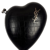 Yves Saint Laurent Black Crocodile-Embossed Love Box Clutch