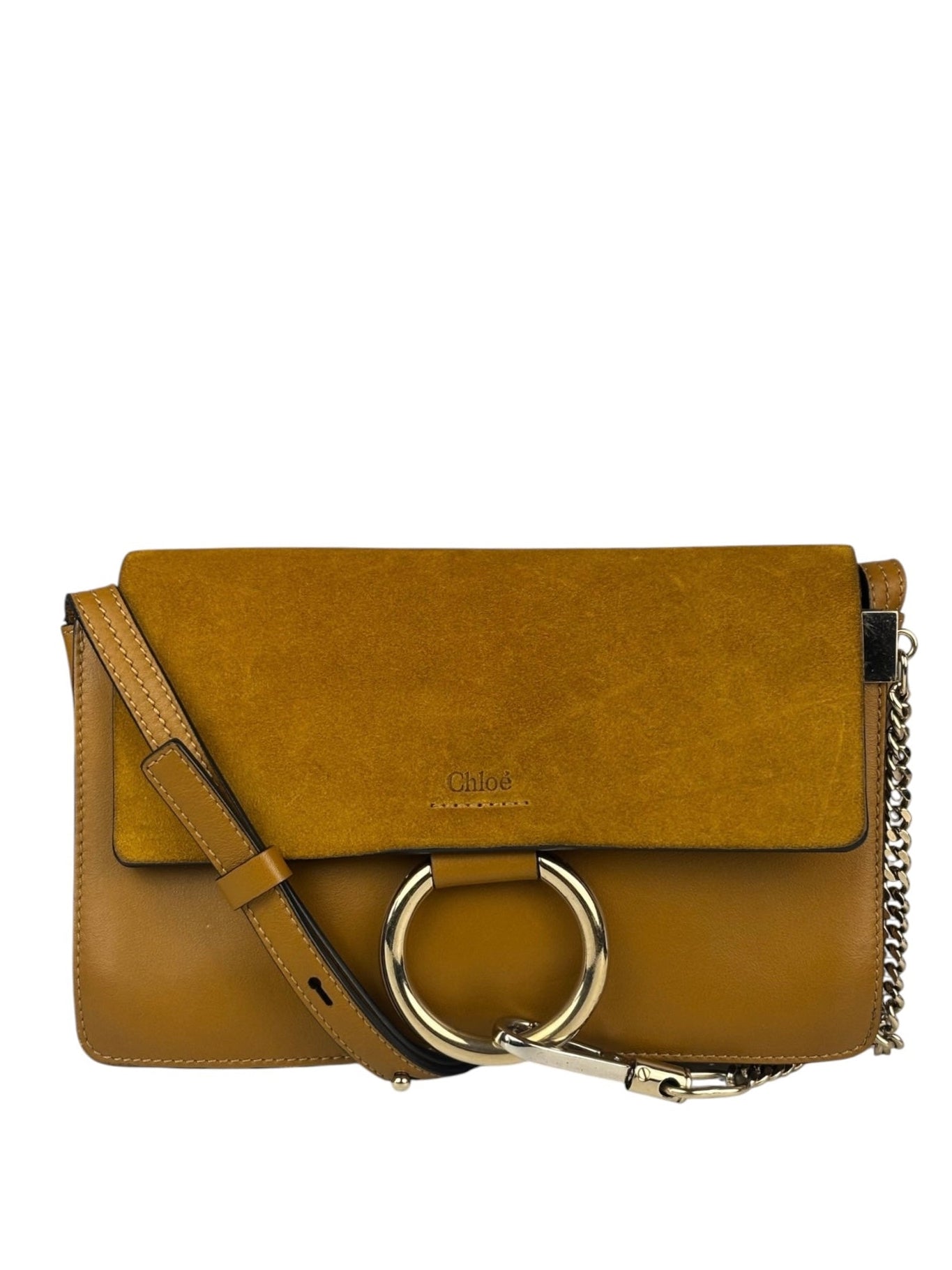 Chloe Mustard Yellow Leather/Suede Faye Bag