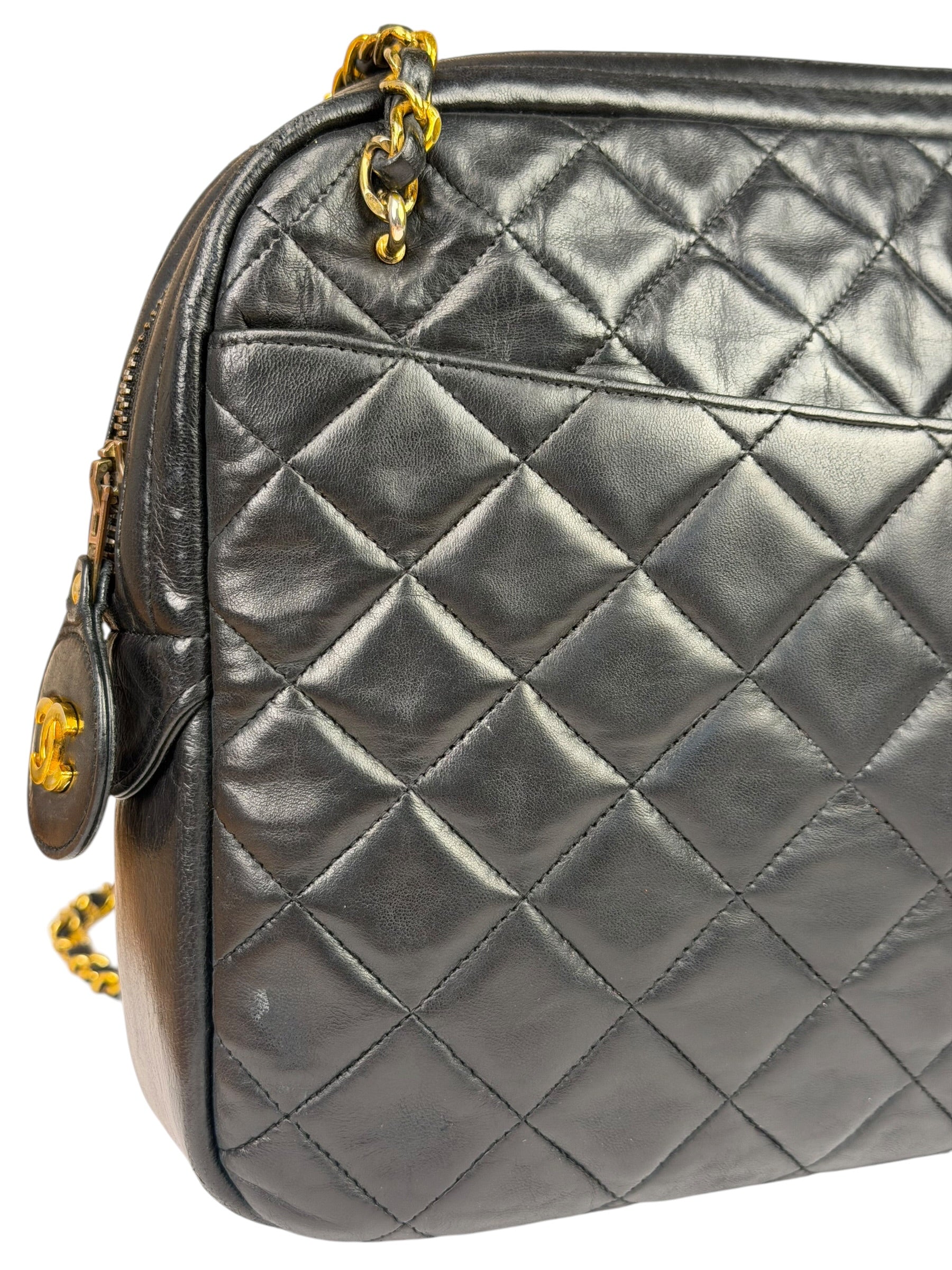 Chanel Black Quilted Lambskin Camera Bag 1989