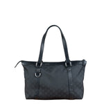 Gucci Black Leather Trim GG Canvas Abbey Zip Tote Bag