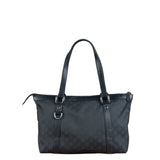 Gucci Black Leather Trim GG Canvas Abbey Zip Tote Bag