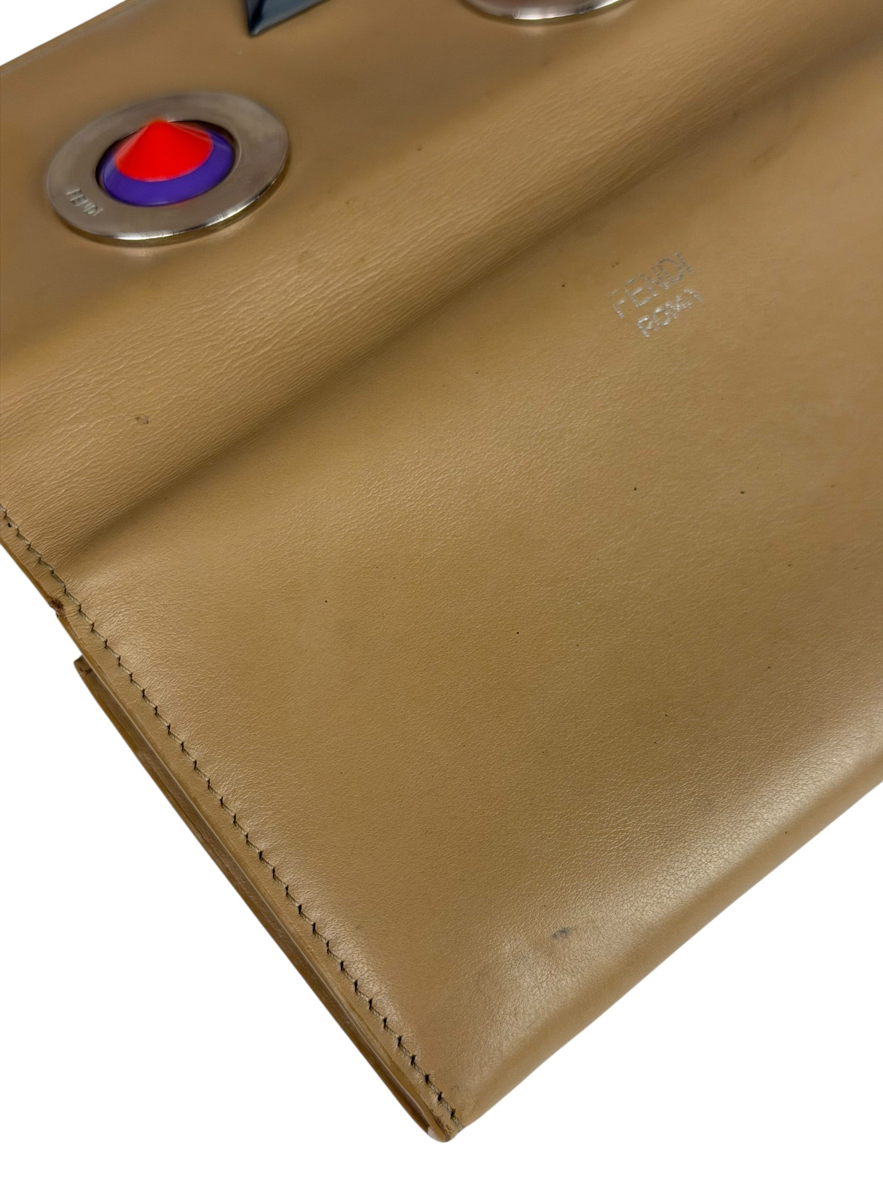 Fendi Beige Monster Face Leather Long Wallet