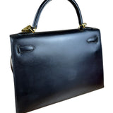 Hermes Kelly 32 Black Box Leather 1991