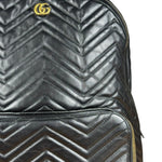 Gucci Black Chevron Leather Backpack