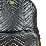 Gucci Black Chevron Leather Backpack