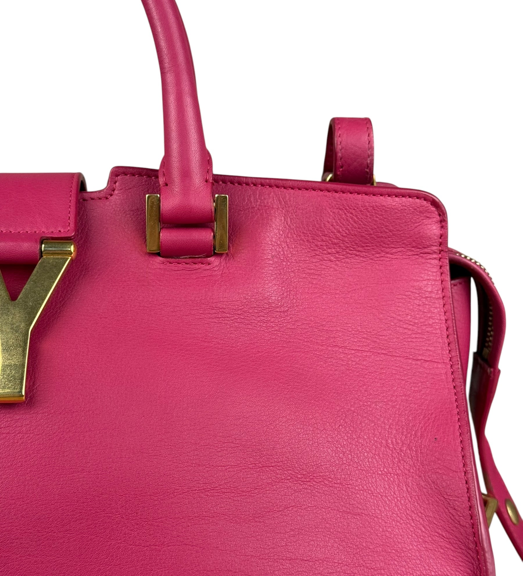 Saint Laurent Classic Y Cabas Fuchsia 2Way Handbag