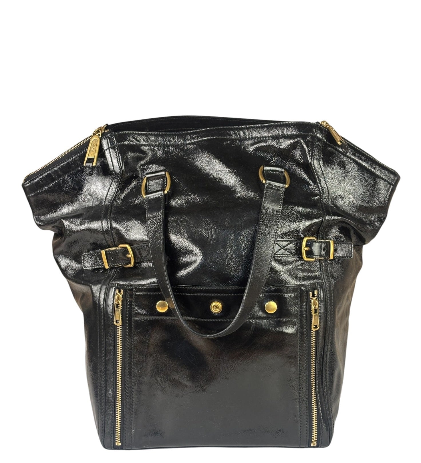 Yves Saint Laurent Black Patent Leather Downtown Tote