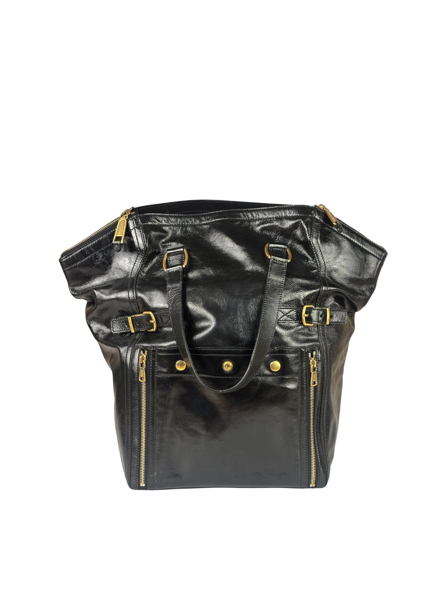 Yves Saint Laurent Black Patent Leather Downtown Tote