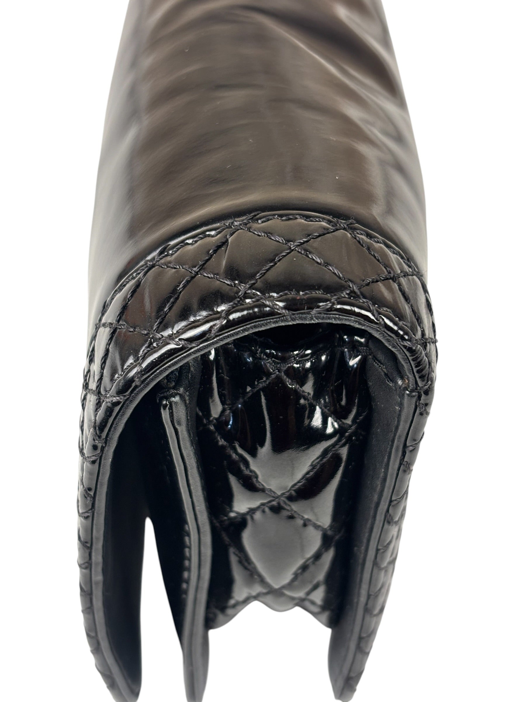 Chanel Black Patent Leather Boy Wallet on Chain Bag 2014